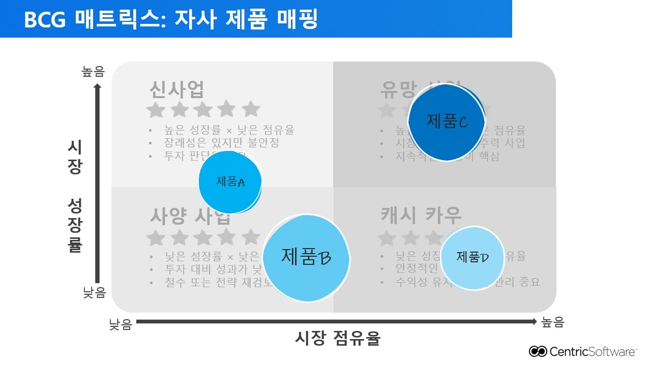 BCG 매트릭스: 자사 제품 매핑​