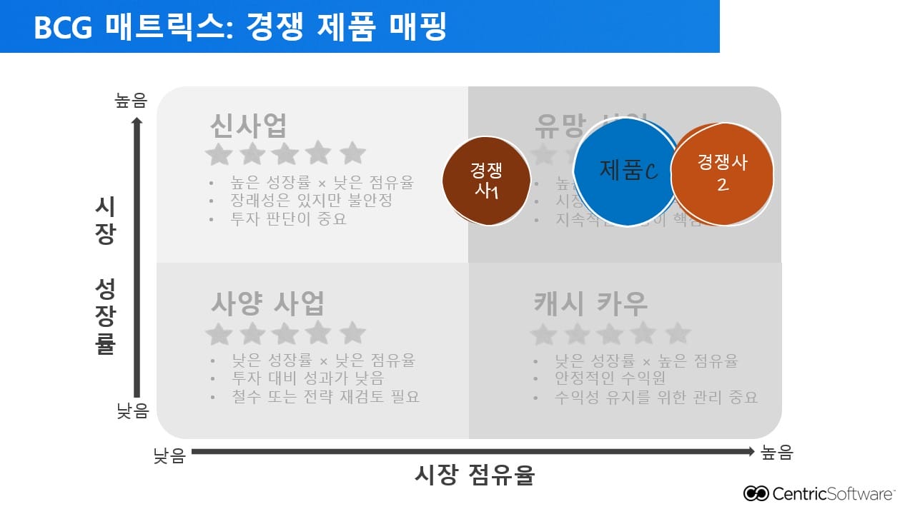 BCG 매트릭스: 경쟁 제품 매핑​​